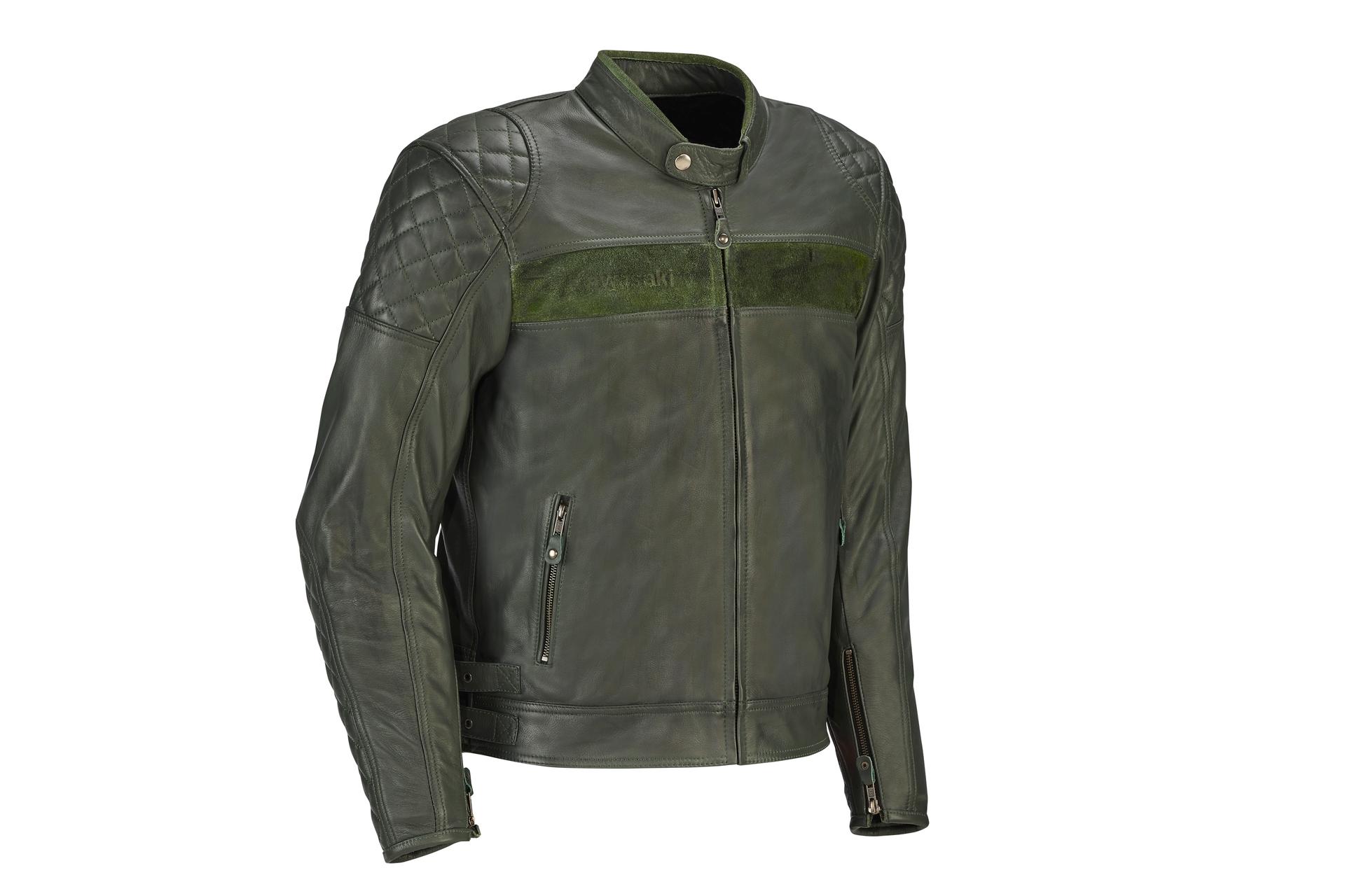 Blouson en cuir vert olive LONDON (Homme)