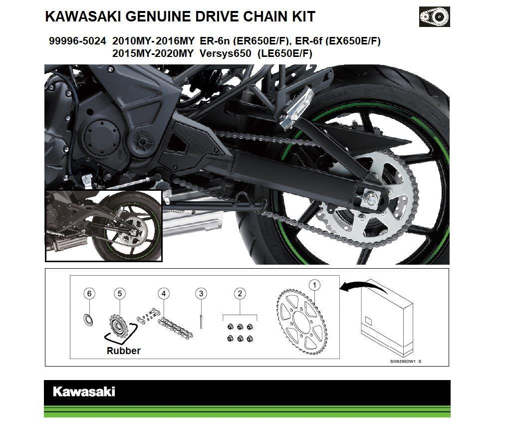 Kit chaîne et pignons d’origine ER-6n / f & Versys 650 (ER / EX650E / F, LE650E / F)