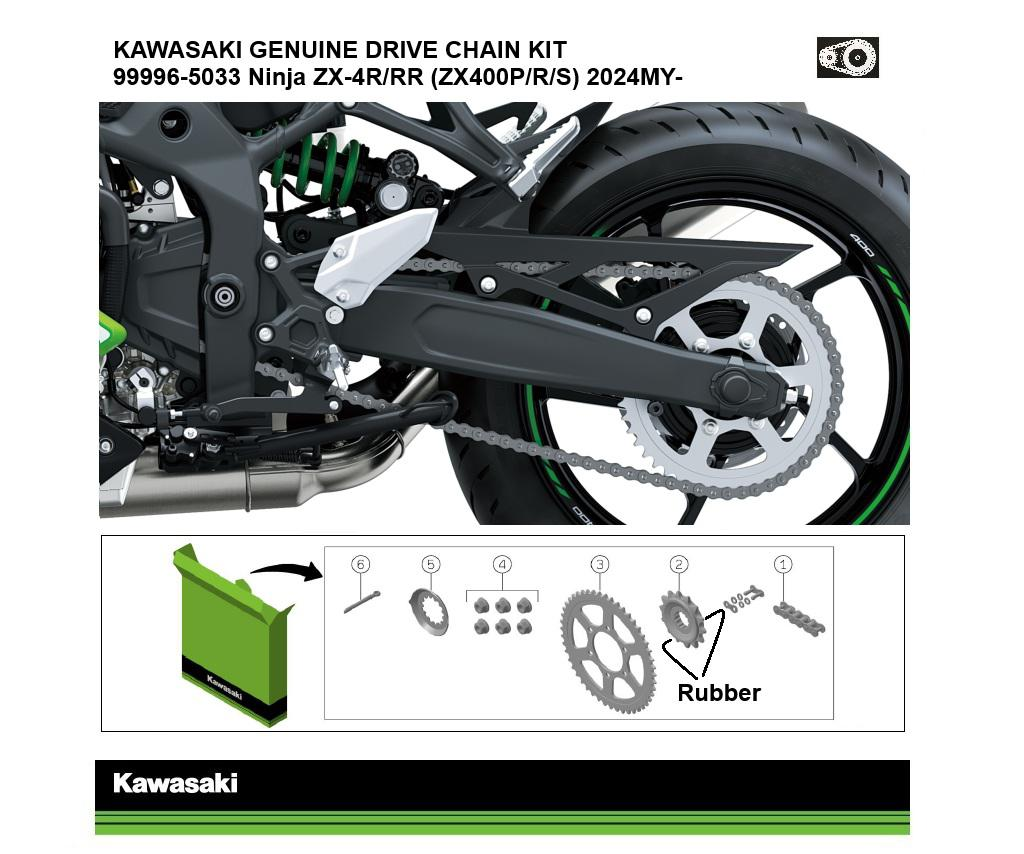 Kit chaîne et pignons d’origine Ninja ZX-4R / RR (ZX400P / R / S)