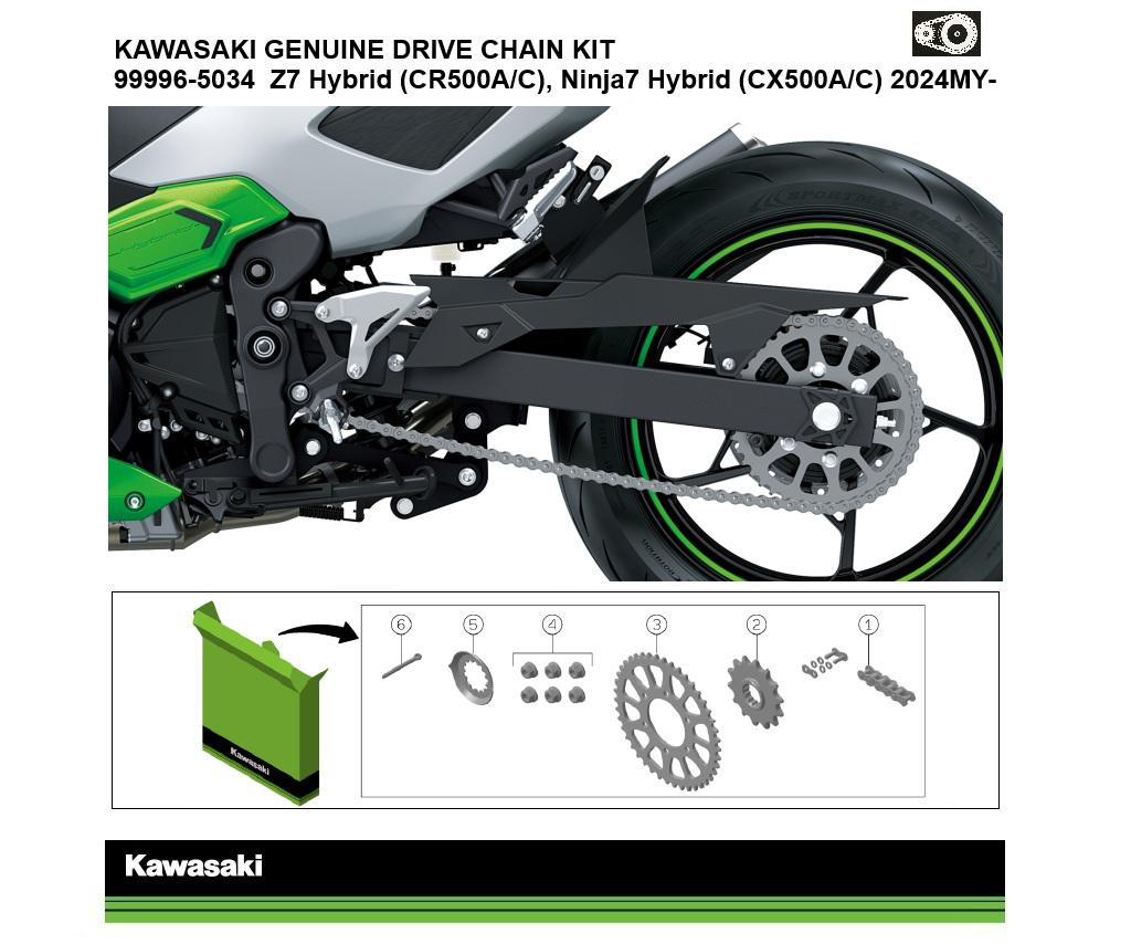Kit chaîne et pignons d’origine Ninja 7 & Z7 Hybrid (CX500A / C / CR500A / C)